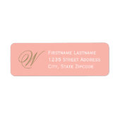 Koraal Gouden Elegante Script Monogram Adres Etiket (Voorkant)