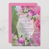 Koraal, gras en pioenroze bloesems kaart (Voorkant / Achterkant)