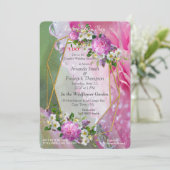 Koraal, gras en pioenroze bloesems kaart (Staand voorkant)