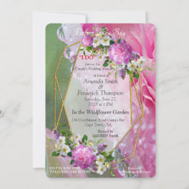 Koraal, gras en pioenroze bloesems kaart