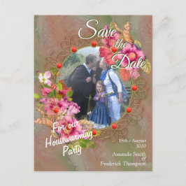 Koraal, gras en pony-roze bloei aankondigingskaart