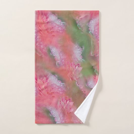 Koraal, gras en pony-roze bloei bad handdoek (Handdoek)