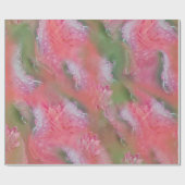 Koraal, gras en pony-roze bloei cadeaupapier (Vlak)