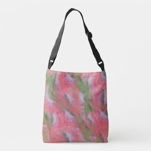 Koraal, gras en pony-roze bloei crossbody tas (Achterkant)