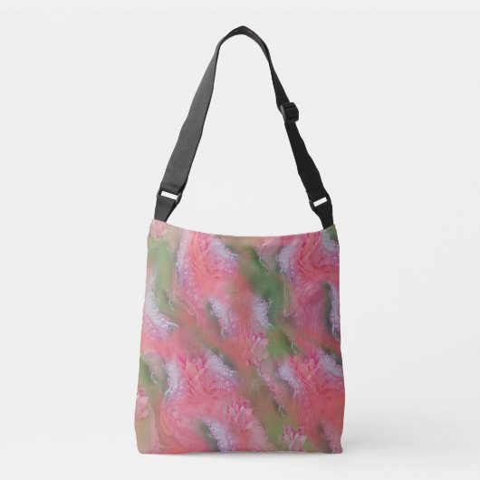 Koraal, gras en pony-roze bloei crossbody tas (Voorkant)