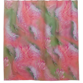 Koraal, gras en pony-roze bloei douchegordijn