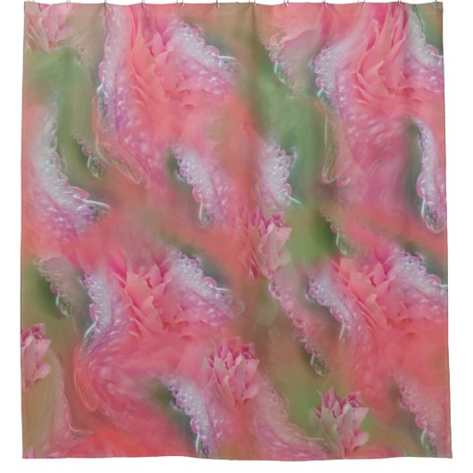 Koraal, gras en pony-roze bloei douchegordijn (Voorkant)