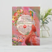 Koraal, gras en pony-roze bloei kaart (Staand voorkant)