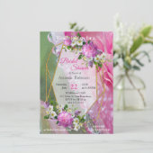 Koraal, gras en pony-roze bloei kaart (Staand voorkant)