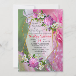 Koraal, gras en pony-roze bloei kaart