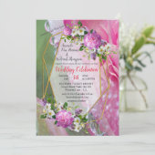 Koraal, gras en pony-roze bloei kaart (Staand voorkant)