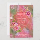 Koraal, gras en pony-roze bloei kaart (Voorkant)