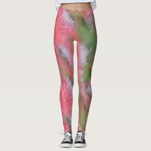 Koraal, gras en pony-roze bloei leggings