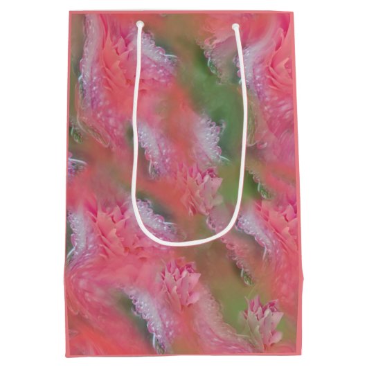 Koraal, gras en pony-roze bloei medium cadeauzakje (Achterkant)
