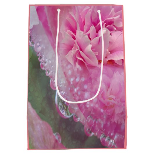 Koraal, gras en pony-roze bloei Medium Gift Bag Medium Cadeauzakje (Achterkant)