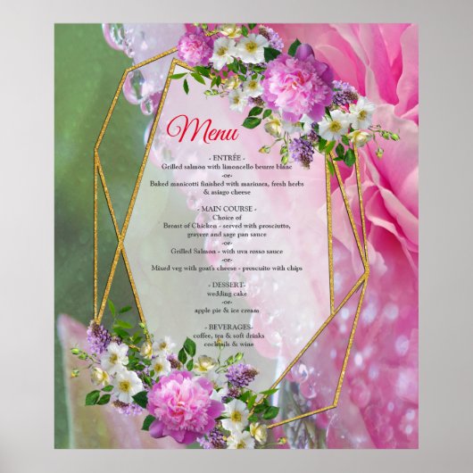 Koraal, gras en pony-roze bloei poster (Voorkant)