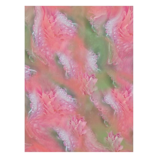 Koraal, gras en pony-roze bloei tafelkleed (Voorkant)