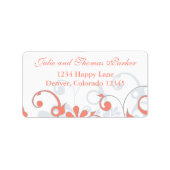 Koraal Grijs Abstract Bloemen Bruiloft Retouradres Etiket (Voorkant)