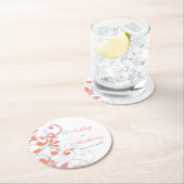 Koraal Grijs Abstract Bloemen Gepersonaliseerde br Ronde Kartonnen Onderzetter (Insitu)