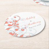 Koraal Grijs Abstract Bloemen Gepersonaliseerde br Ronde Kartonnen Onderzetter (Gebogen)