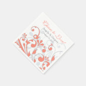 Koraal Grijs Abtract Bloemen Gepersonaliseerde bru Servetten (Hoek)