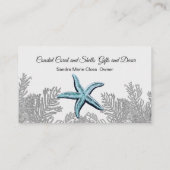 Koraal Grijs Blauw Zeester Eenvoudige Kust Visitekaartje (Achterkant)