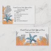 Koraal Grijs Blauwgroen Zeester Eenvoudige Kust Visitekaartje (Voorkant / Achterkant)