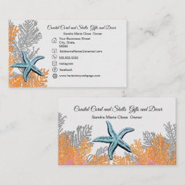 Koraal Grijs Blauwgroen Zeester Eenvoudige Kust Visitekaartje