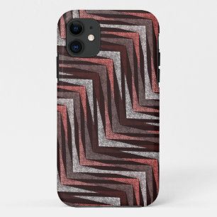 Koraal, grijs, bruin zigzagpatroon. Case-Mate iPhone case