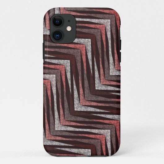 Koraal, grijs, bruin zigzagpatroon. Case-Mate iPhone case (Achterkant)