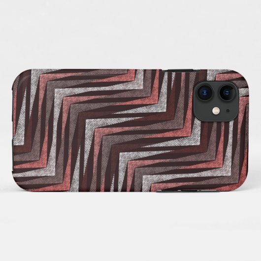 Koraal, grijs, bruin zigzagpatroon. Case-Mate iPhone case (Achterkant (horizontaal))