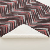 Koraal, grijs, bruin zigzagpatroon. sherpa deken (3/4)