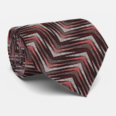 Koraal, grijs, bruin zigzagpatroon. stropdas (Opgerold)