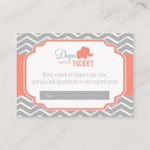 Koraal Grijs Chevron Baby shower Luier Raffle