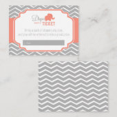 Koraal Grijs Chevron Baby shower Luier Raffle Informatiekaartje (Voorkant / Achterkant)