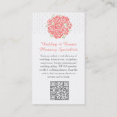 Koraal-, grijs- en wittrouwplanner QR Visitekaartje (Achterkant)