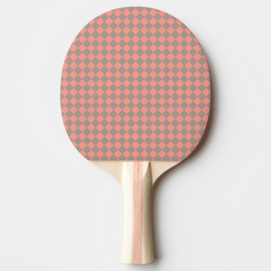 Koraal Grijs Geruit Diamant Patroon Tafeltennisbatje (Voorkant)