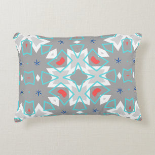 Koraal Grijs Mandala Patroon Geometrische Bloemi Accent Kussen
