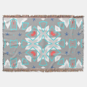 Koraal Grijs Mandala Patroon Geometrische Bloemi Deken