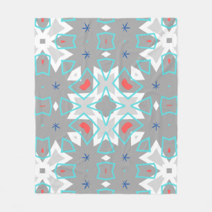 Koraal Grijs Mandala Patroon Geometrische Bloemi Fleece Deken