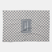 Koraal Grijs Tartan Handdoek Gepersonaliseerd Klas (Horizontaal)