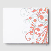 Koraal, Grijs Wit Bloemen bruiloft gastenboek (Achterkant)