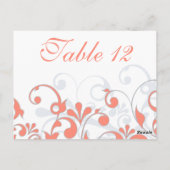 Koraal, Grijs, & Witte Trouwtafel Kaarten (Achterkant)