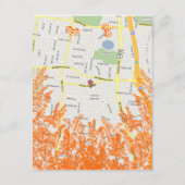 Koraal & Grijze Bloem Bee Behuizing Kaart (Achterkant)