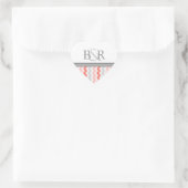 Koraal Grijze Chevrons Monogram Envelop Afdichting Hart Sticker (Tas)