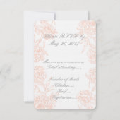 Koraal grijze vintage bloemen bruiloft RSVP Kaartje (Voorkant)