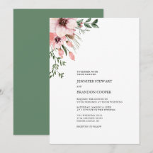 Koraal & Groen Waterverf Bloemen Bruiloftsinvatie
