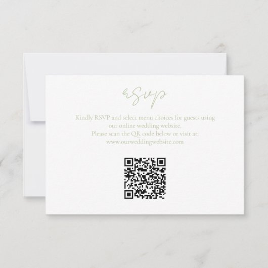 Koraal Groen Wit Bloemen Monogram QR Bruiloft RSVP (Voorkant)