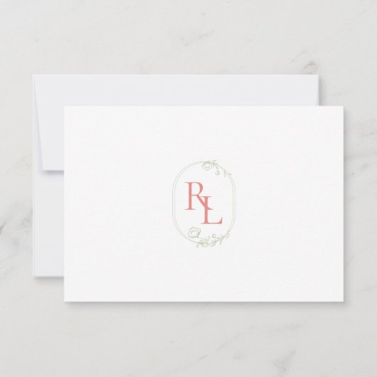 Koraal Groen Wit Bloemen Monogram QR Bruiloft RSVP (Achterkant)