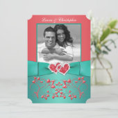 Koraal, Groene Bloemen Aangesloten Harten FOTO Uit Kaart (Staand voorkant)